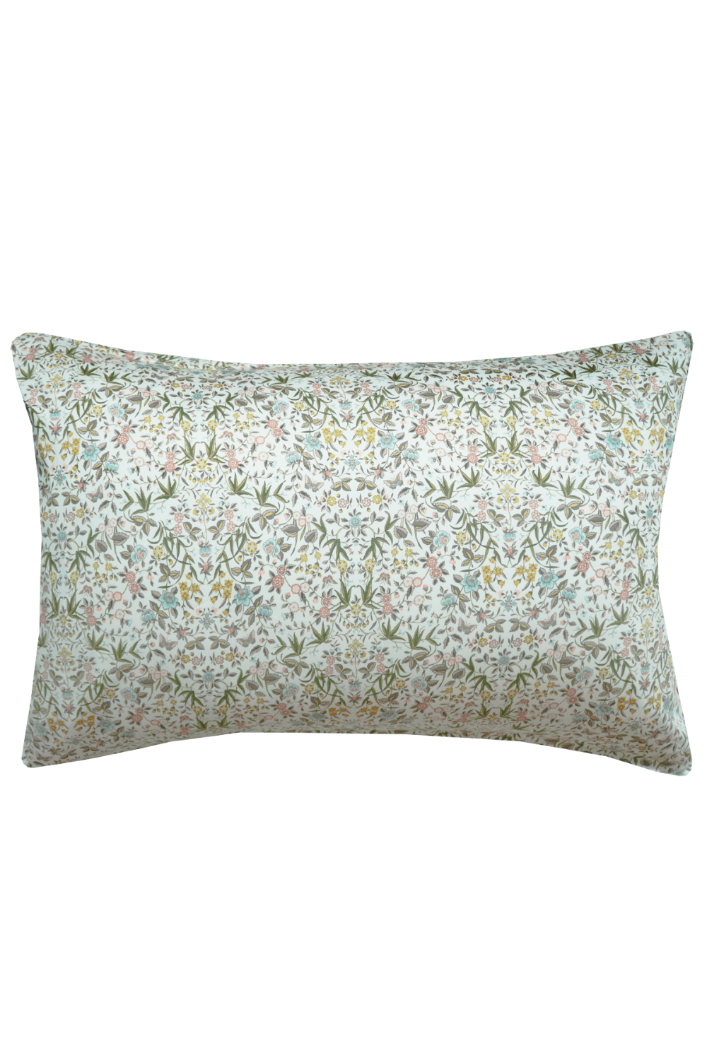 Floral patterned pillowcase on a solid background