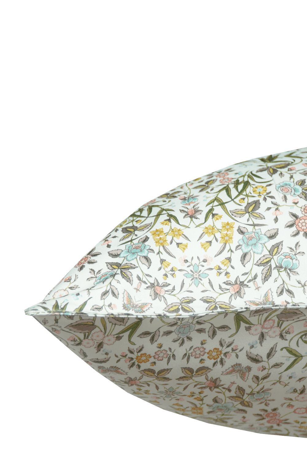 Floral patterned fabric Pillowcase on a dark blue background