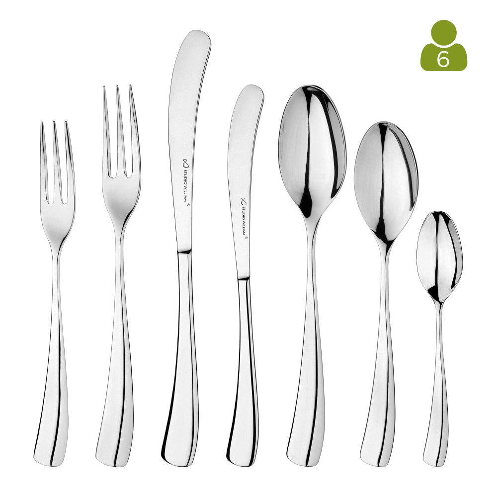 Larch Mirror Cutlery Set 42 piece set for 6 people