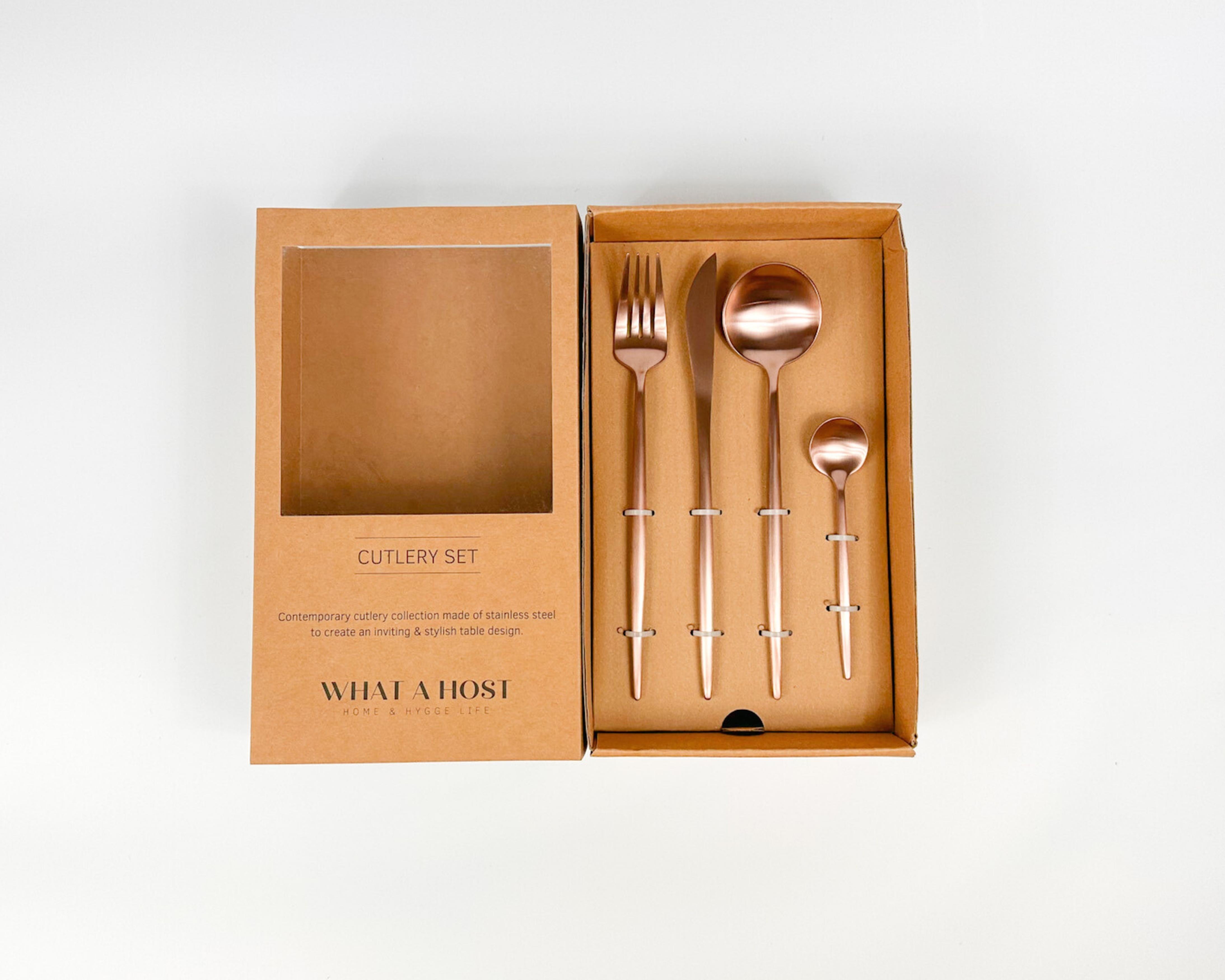 London Rose Gold Stainless Steel Cutlery 16 or 24 Piece Sets