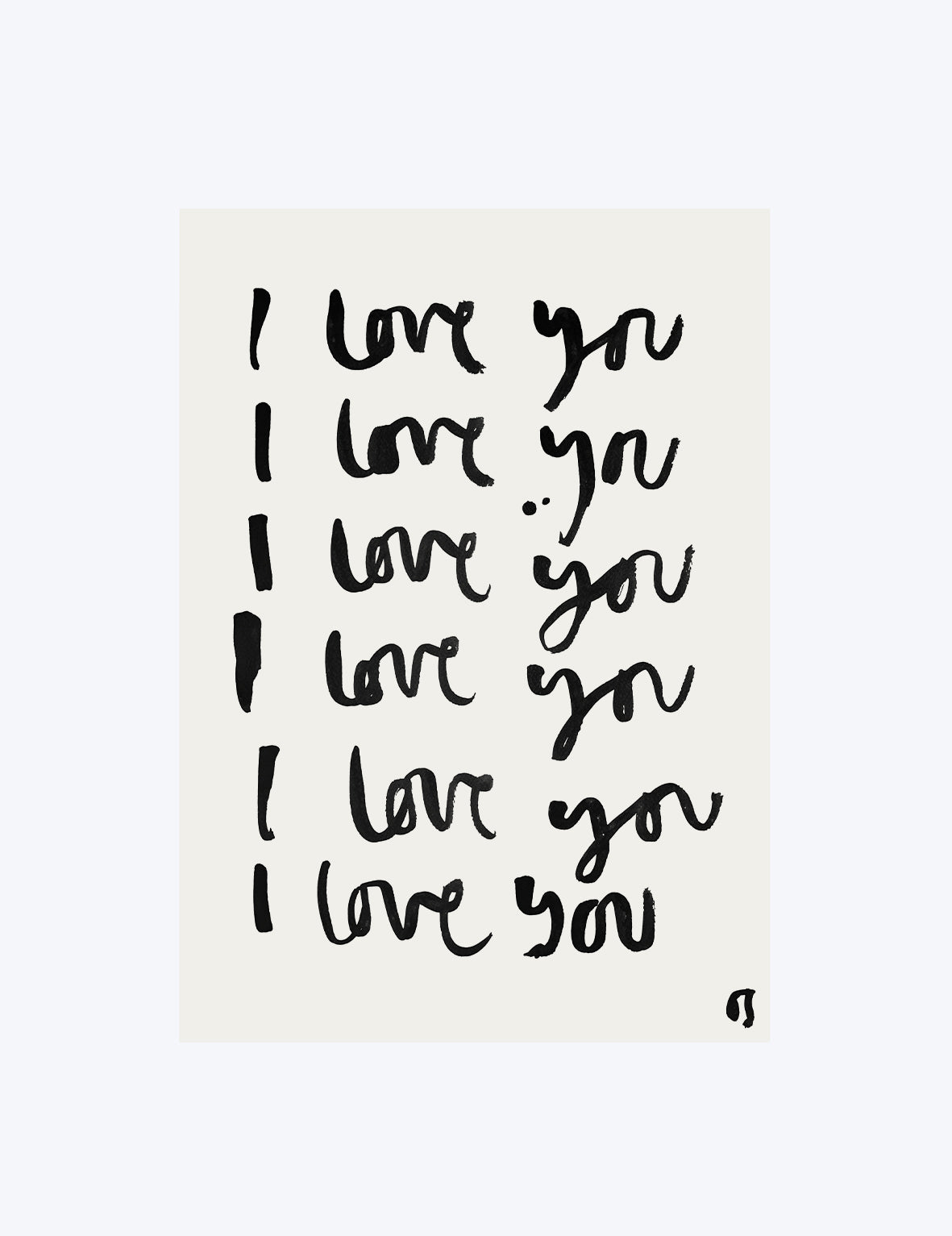 Repetition of 'I love you' in black text on a white background