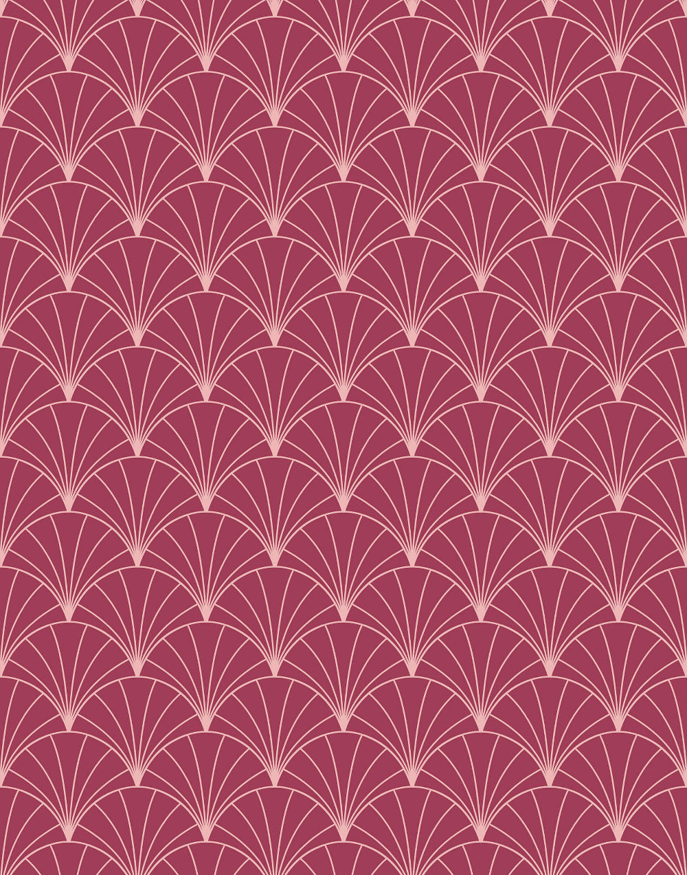 Patterned wallpaper with Art Deco Arch design in colour red