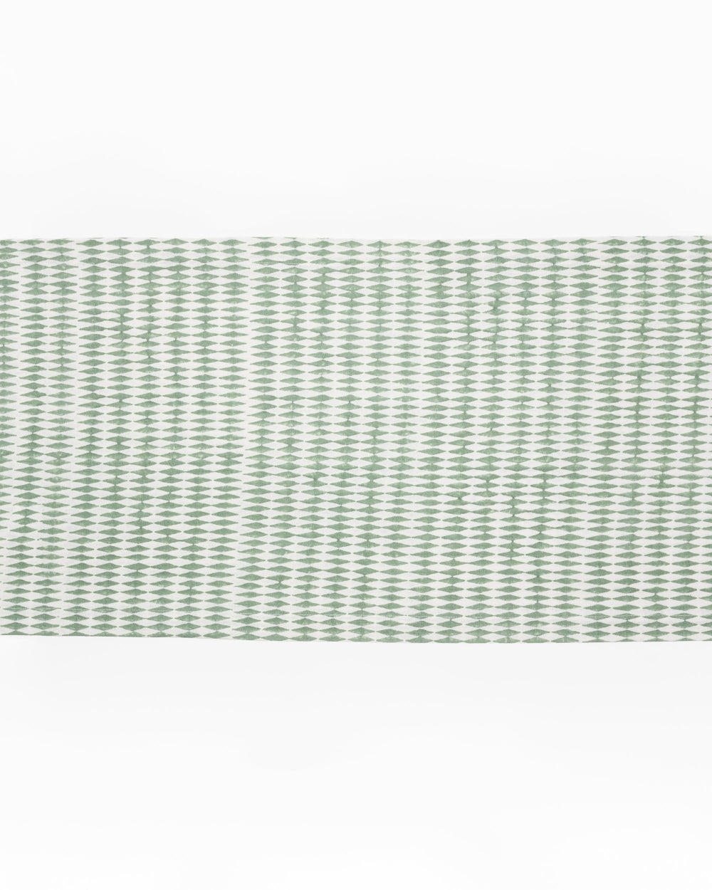 Textured green and white Table runner on a white background
