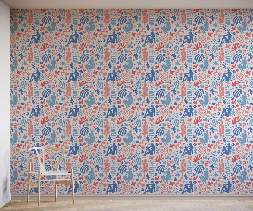 Soni Matisse inspired wallpaper colourful and playful design