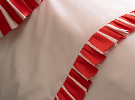 Close-up of Candy Cane bedding