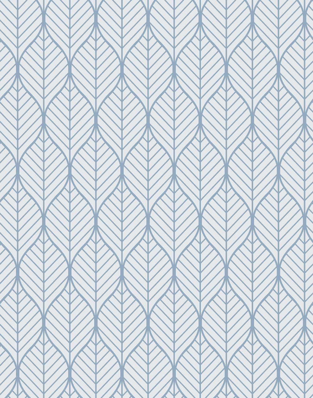 Geometric patterned wallpaper with blue lines on a white background
