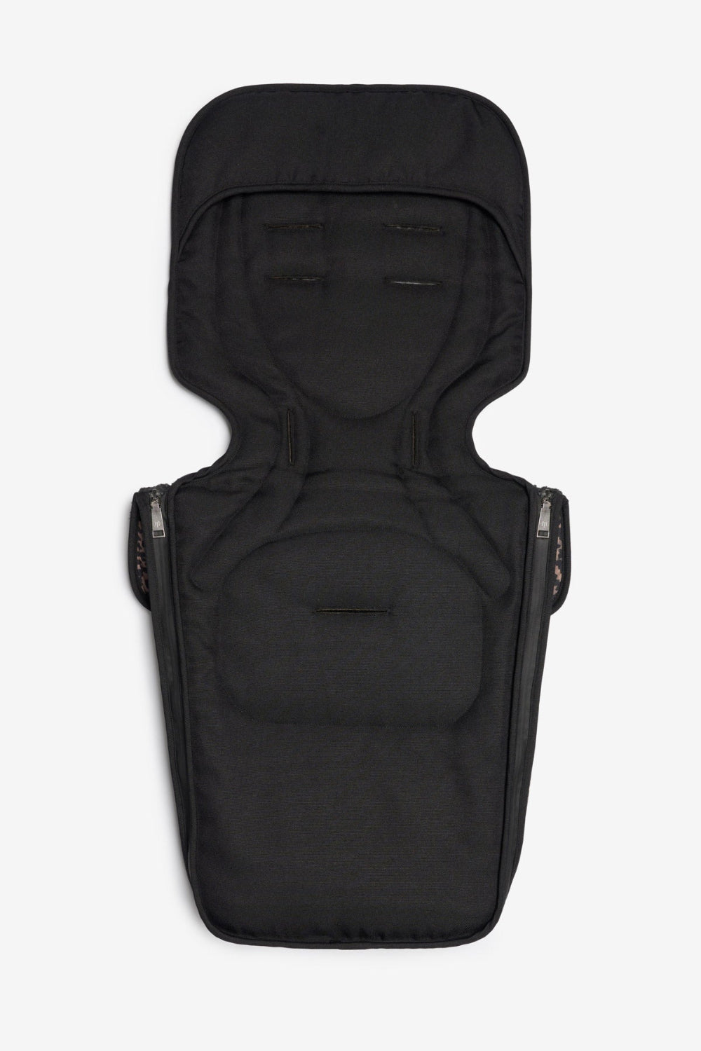 Black baby footmuff for stroller on a white background