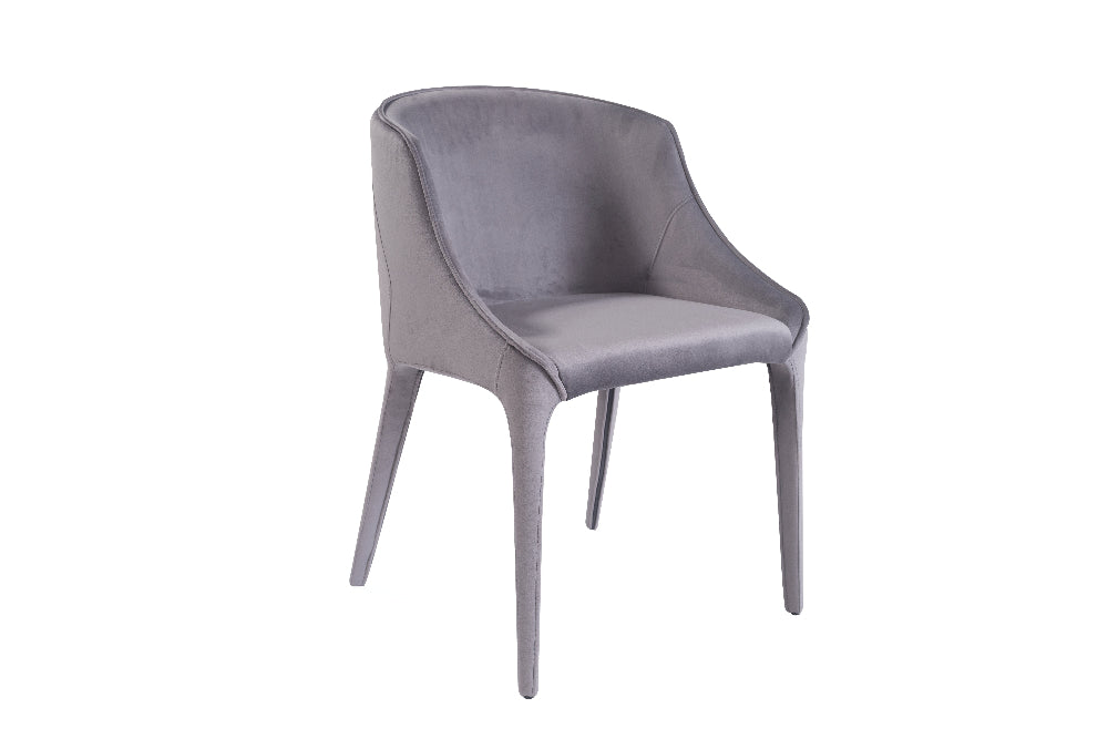 Tommy Franks Completo Velvet Grey dining chair on a white background