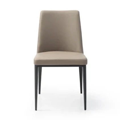 Tommy Franks Sand dining chair with black legs on a white background