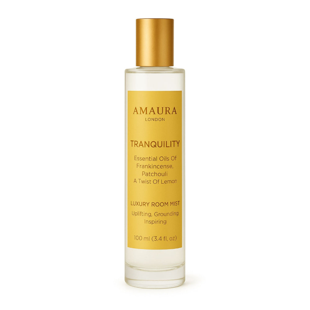 Amaura London Tranquility room mist bottle on a white background