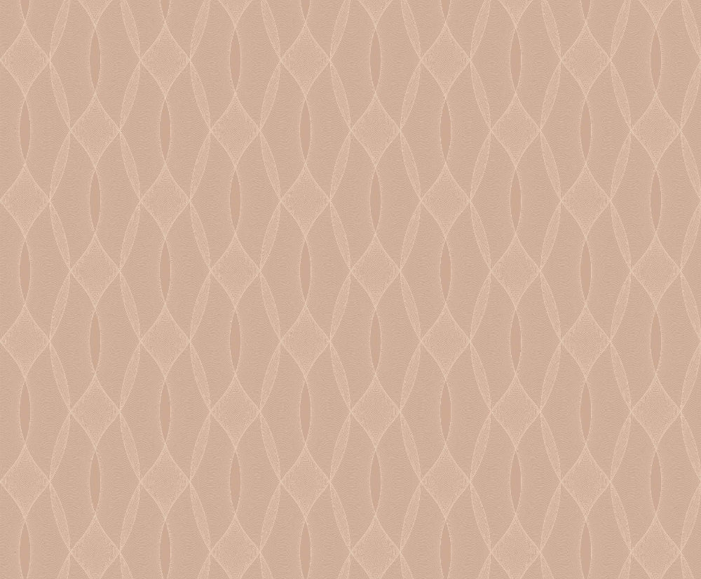 Beige patterned wallpaper called Venn with wavy lines on a beige background