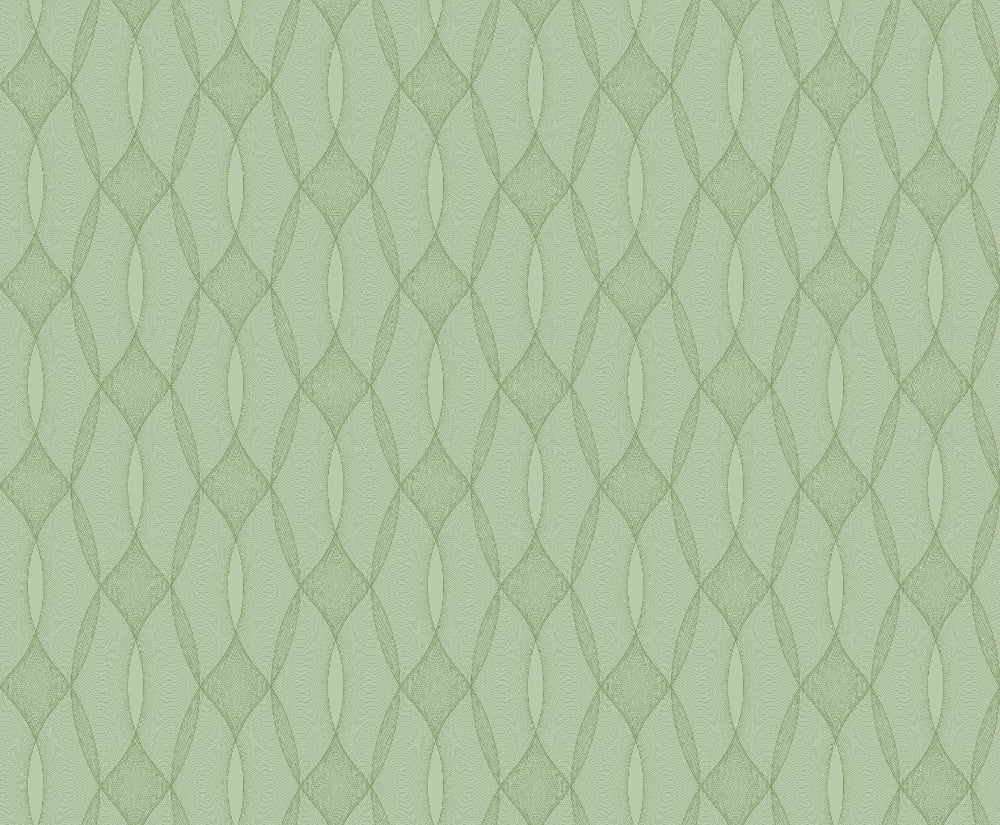 Venn Green patterned wallpaper with wavy lines