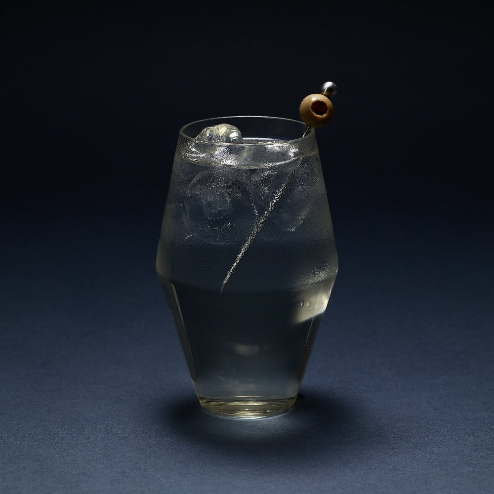Aaron Probyn JUNIPER clear highball glass with sculptural geometric silhouette