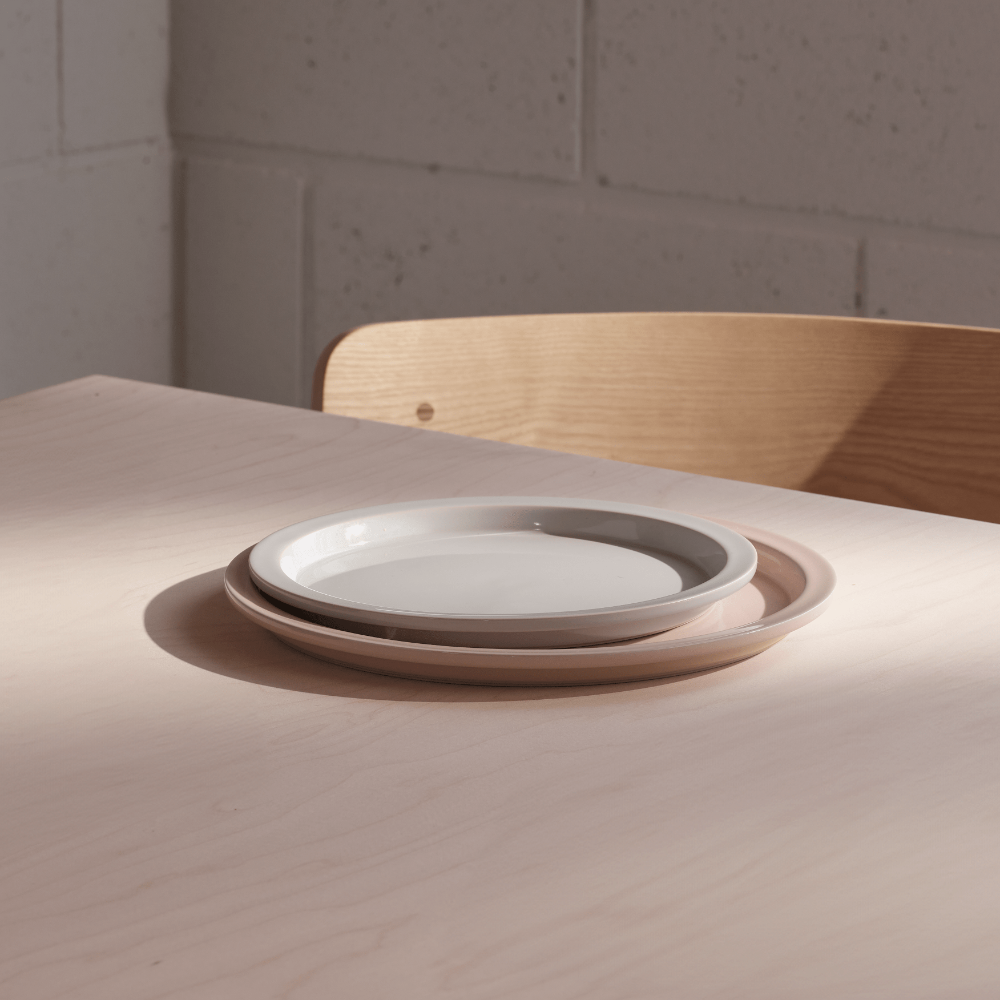 Aaron Probyn NEU ceramic side plates in Gloss Pale Grey
