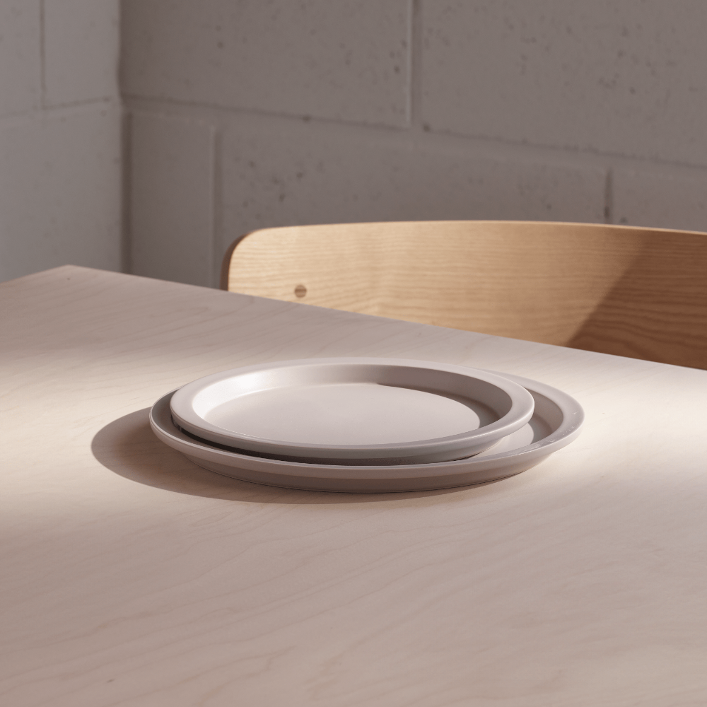 NEU stoneware side plates in Matt Mauve Grey by Aaron Probyn