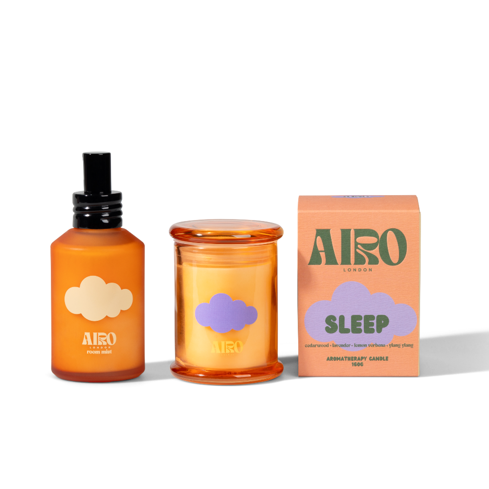 Airo London aromatherapy candle and diffuser set on a white background