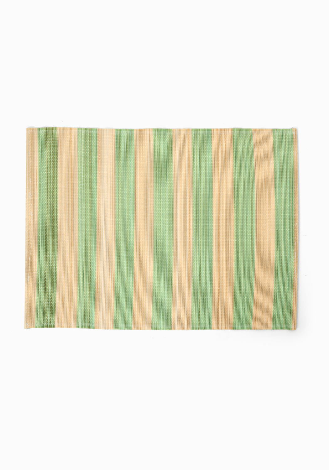 Striped green and beige placemat on a white background