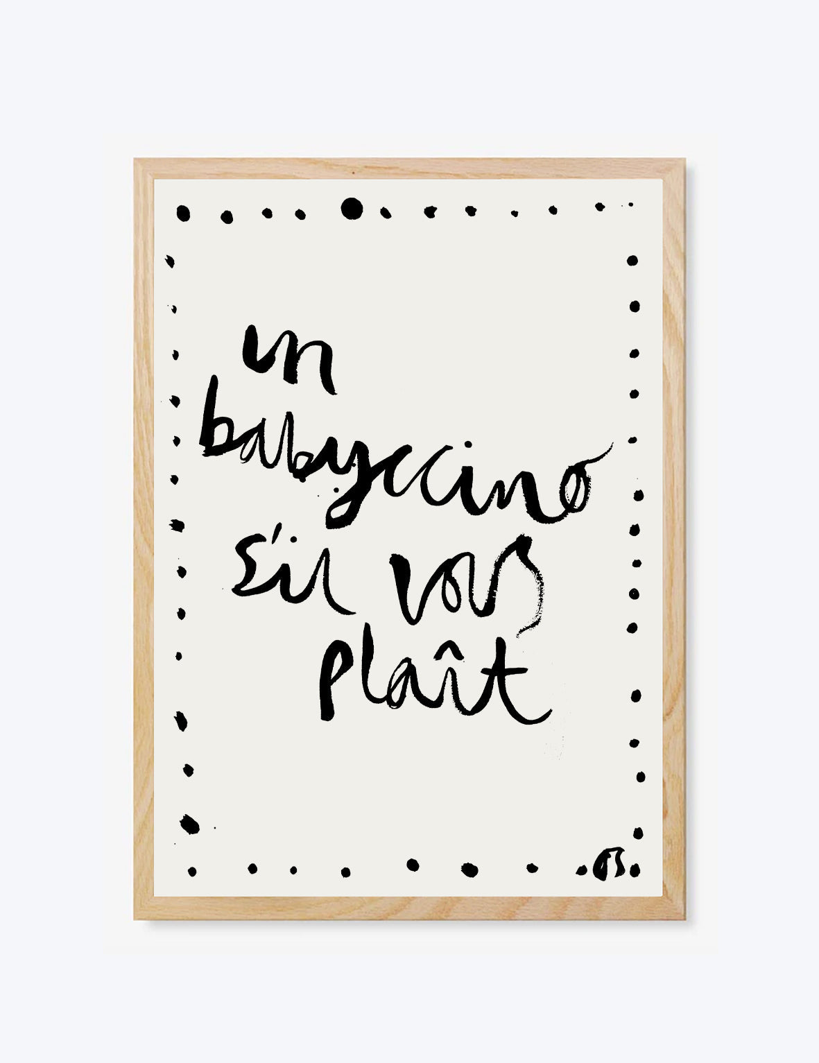 Framed artwork with black text by Olivia Sewell' on a white background