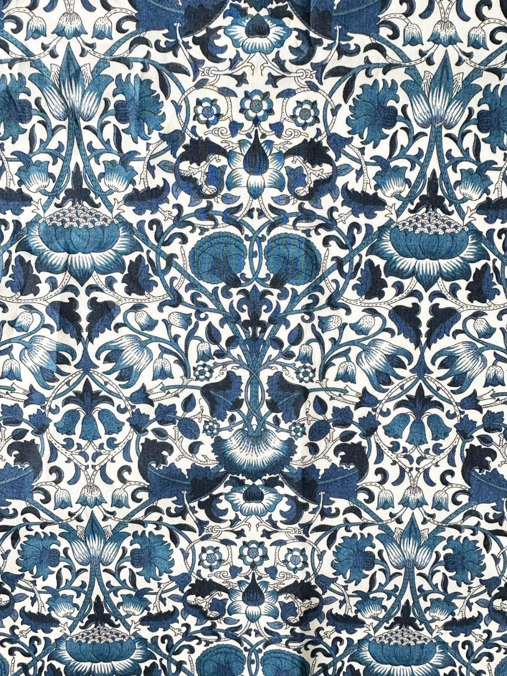 Blue and white Liberty floral patterned fabric