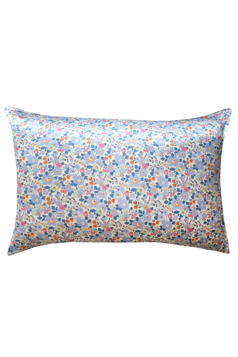 Floral patterned pillowcase on a white background