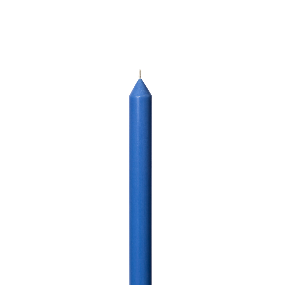 cerulean tapered metre long candle wick closeup