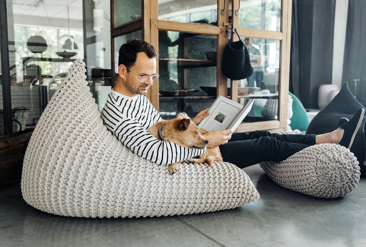 Chunky Knitted Bean Bag Terracotta - Main Image