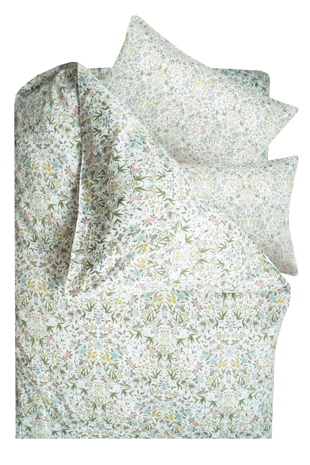 Liberty Floral Duvet patterned fabric on a blue background