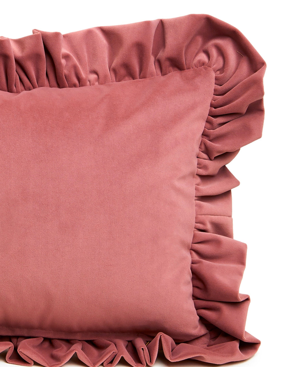 Dusty Pink 60 x 60cm ruffled velvet cushion by Kika Bespoke