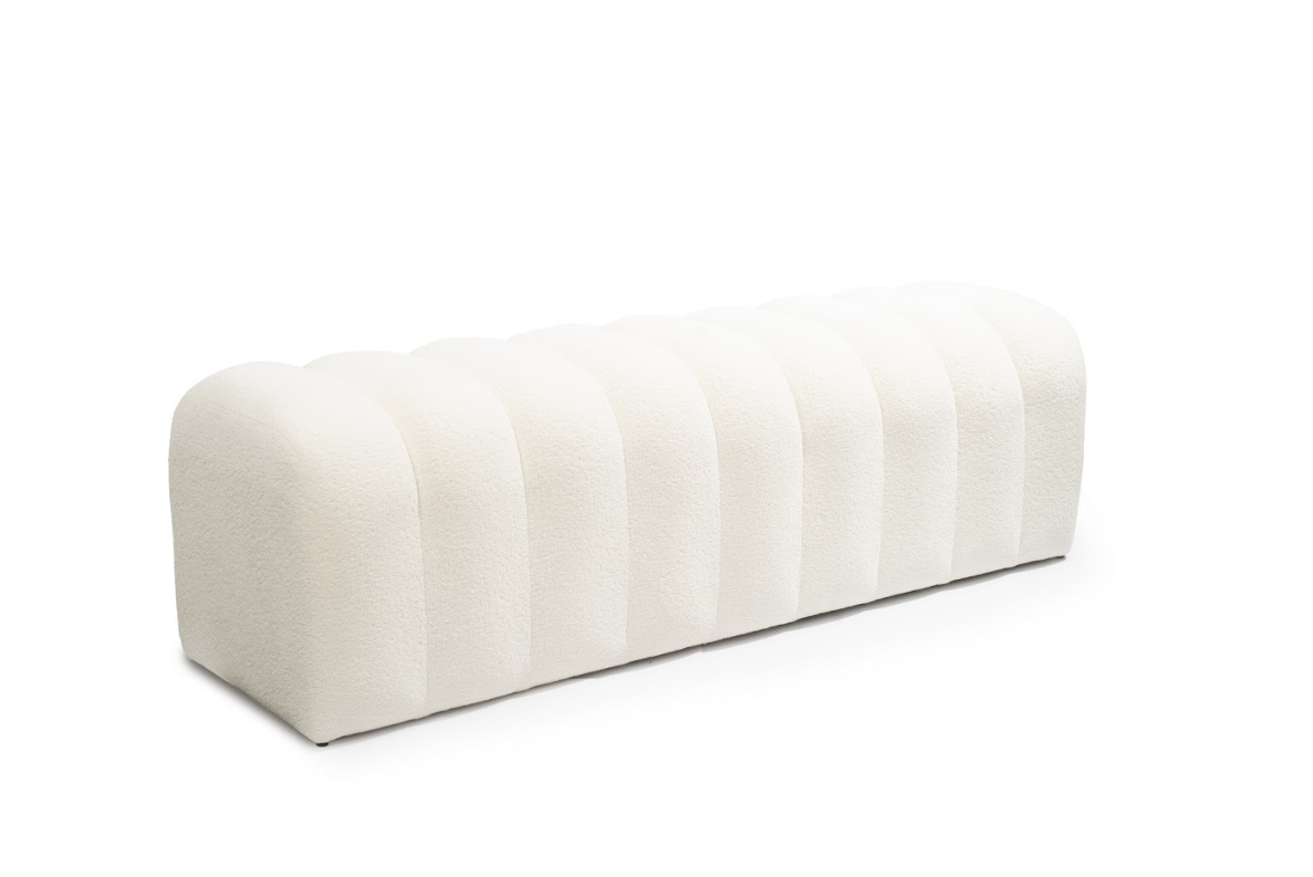 White rectangular ottoman on a white background