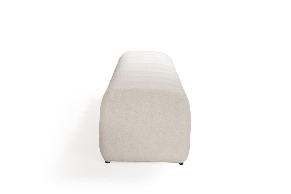 Beige boucle bench on a white background