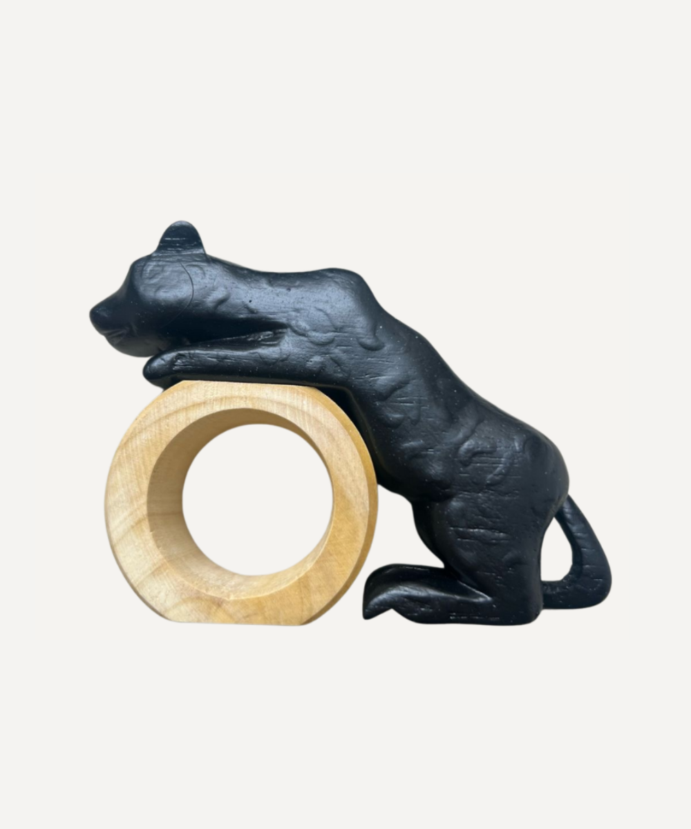 Black panther napkin ring made from wood