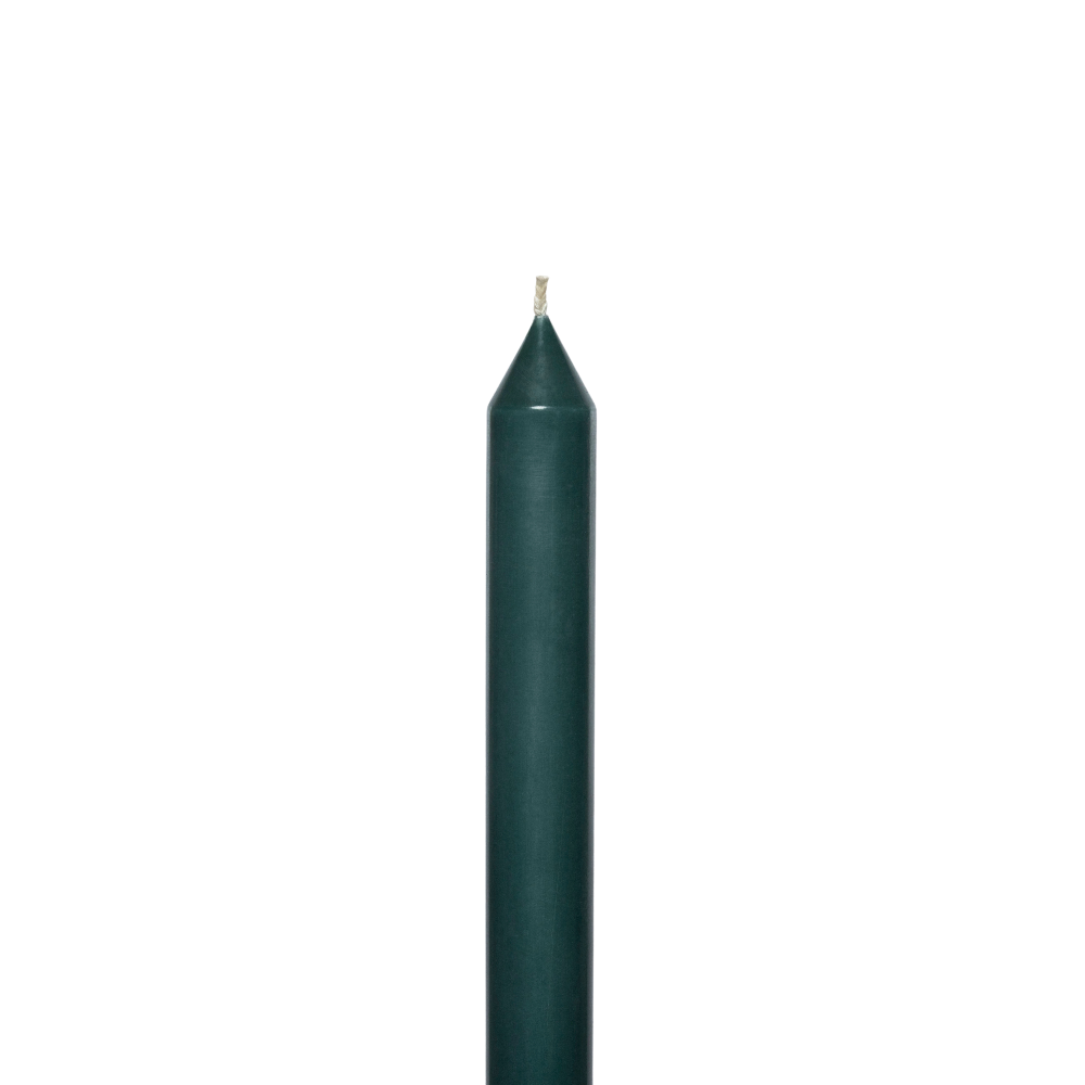 Dark green candle on a white background