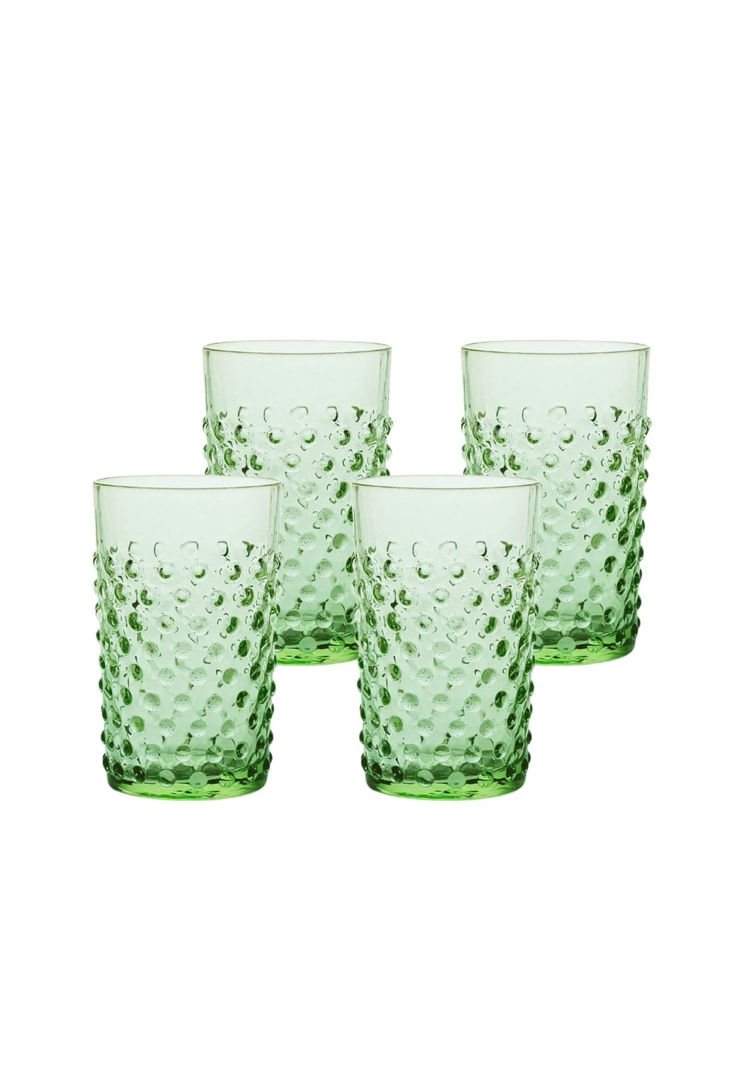 Set of four bobbledgreen glass tumblers