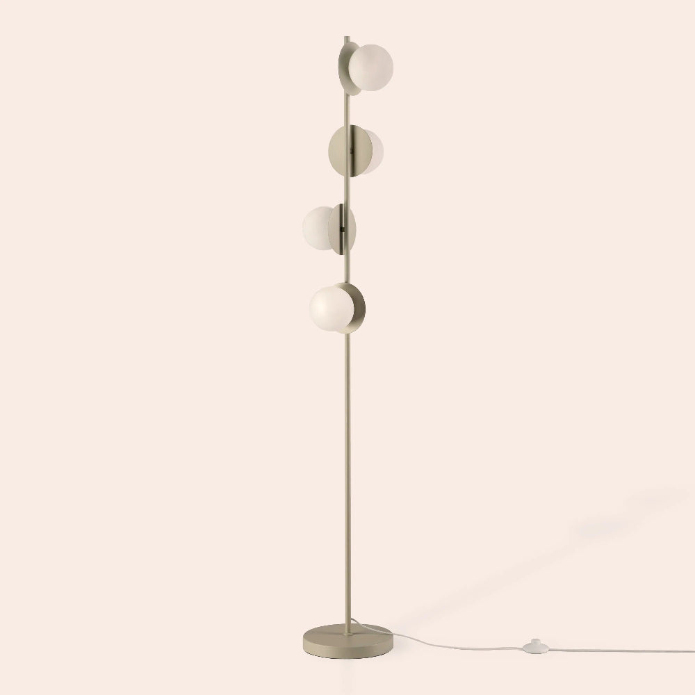 Houseof Sand Grey Opal Disk Floor Lamp with four opal glass globes