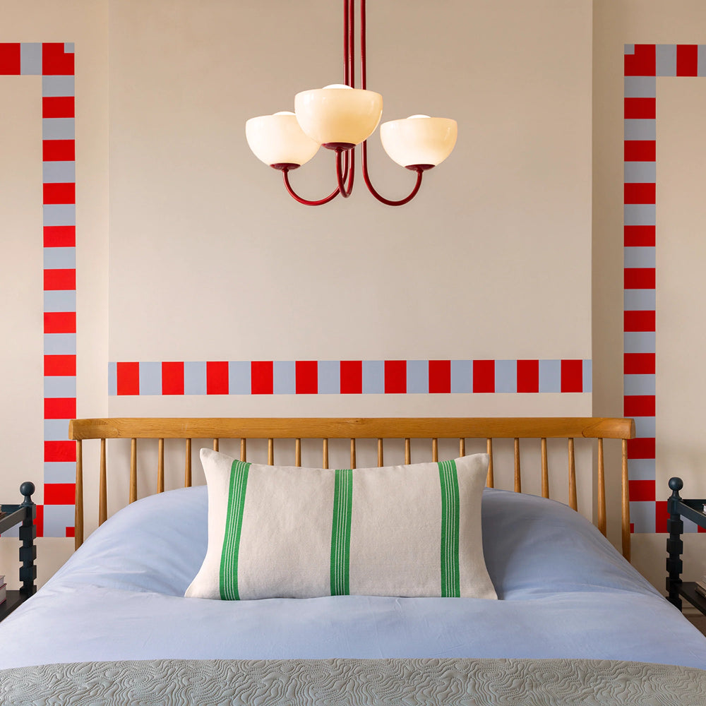 Jam red ceiling light with matte opal glass shades