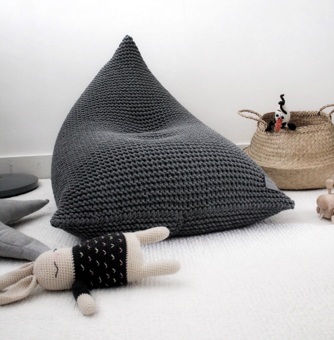 Knitted Bean Bag Kids - Dark Grey