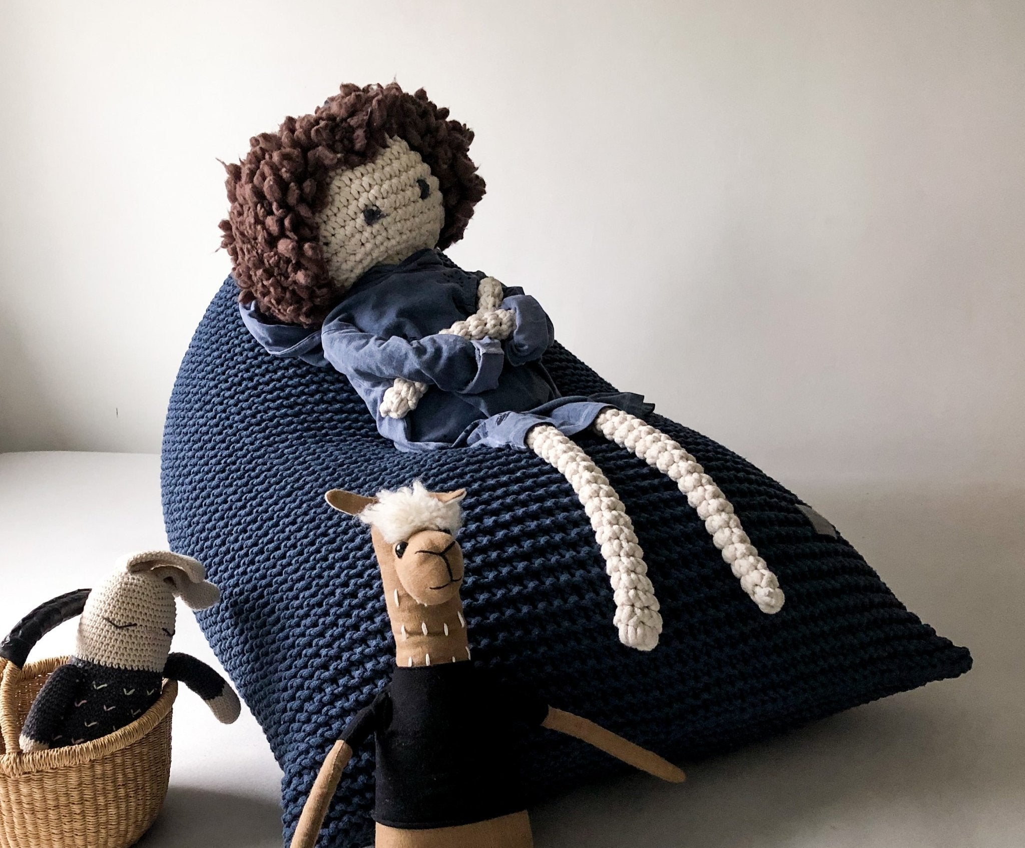 Knitted Bean Bag Kids - Denim Blue