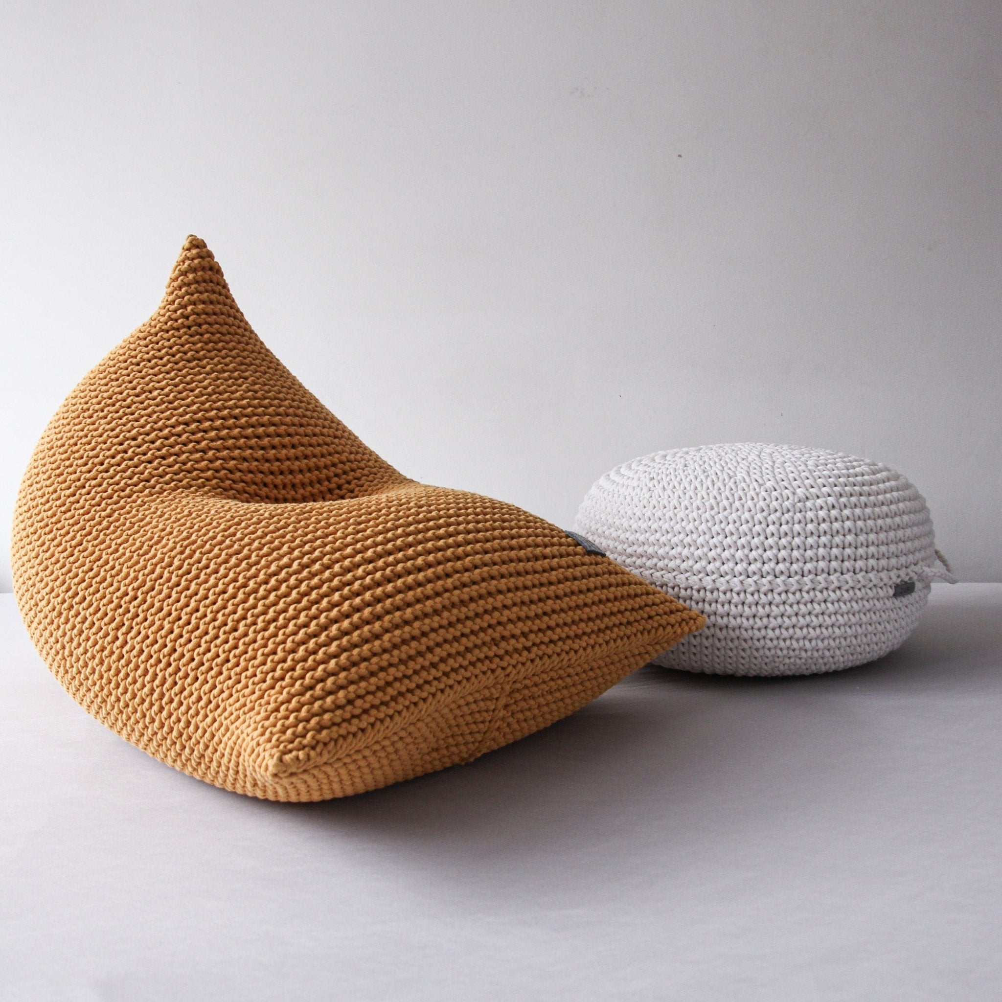 Knitted Bean Bag - Mustard