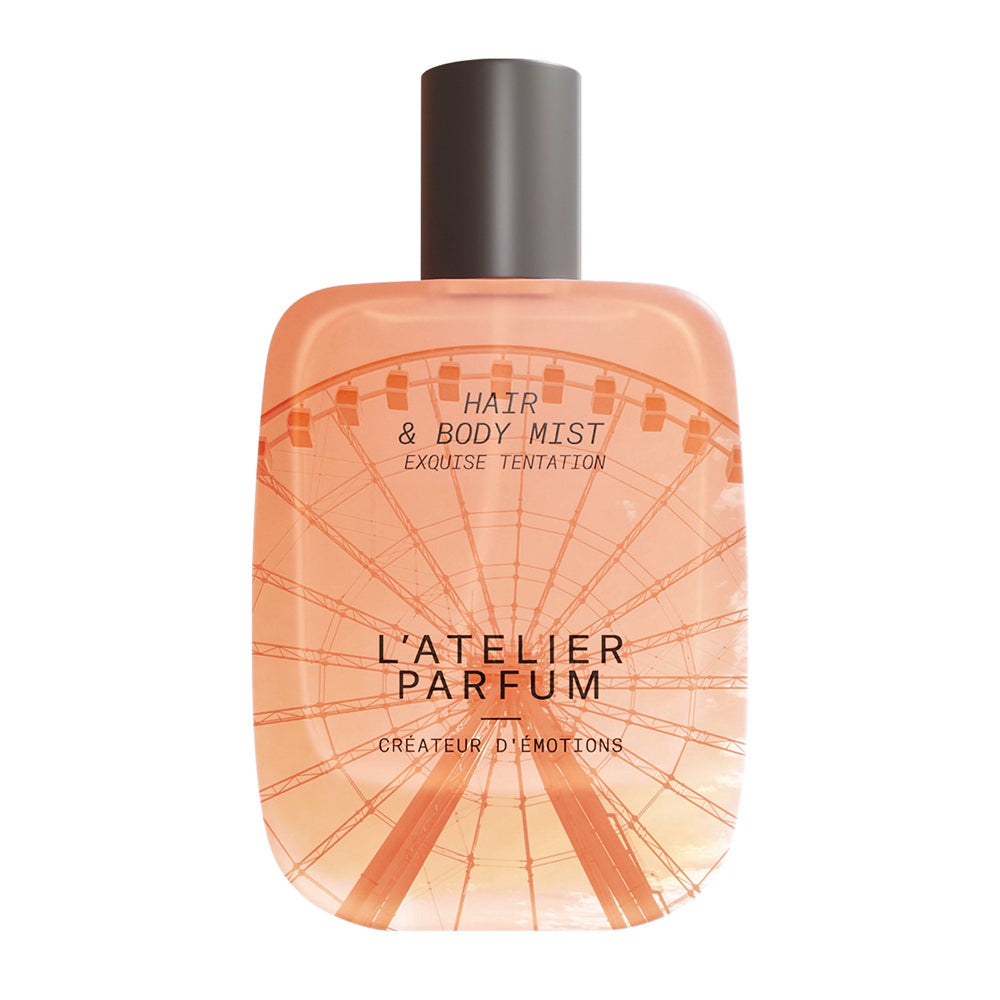L'Atelier Parfum hair and body mist bottle on a white background