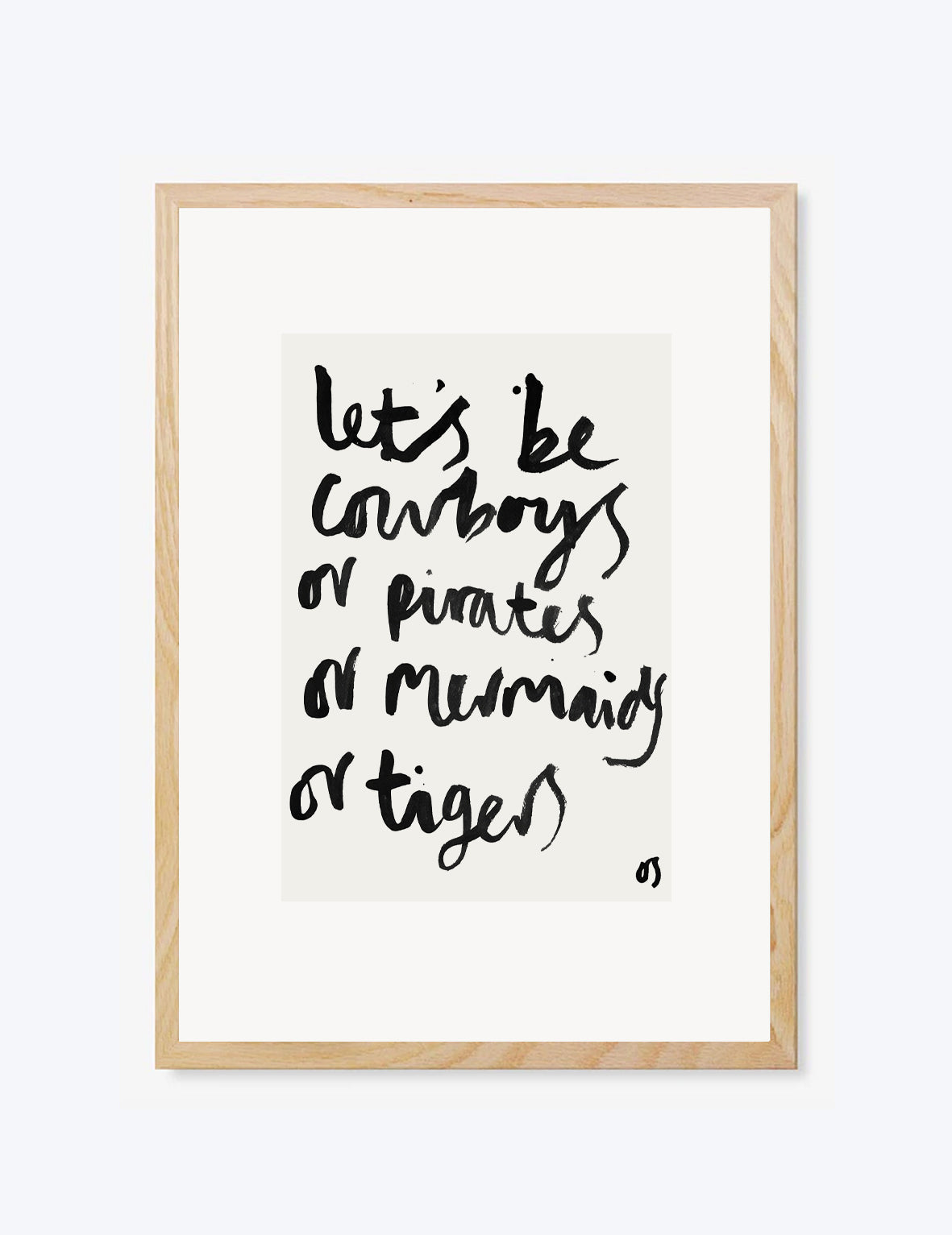 Framed print with black text on a white background