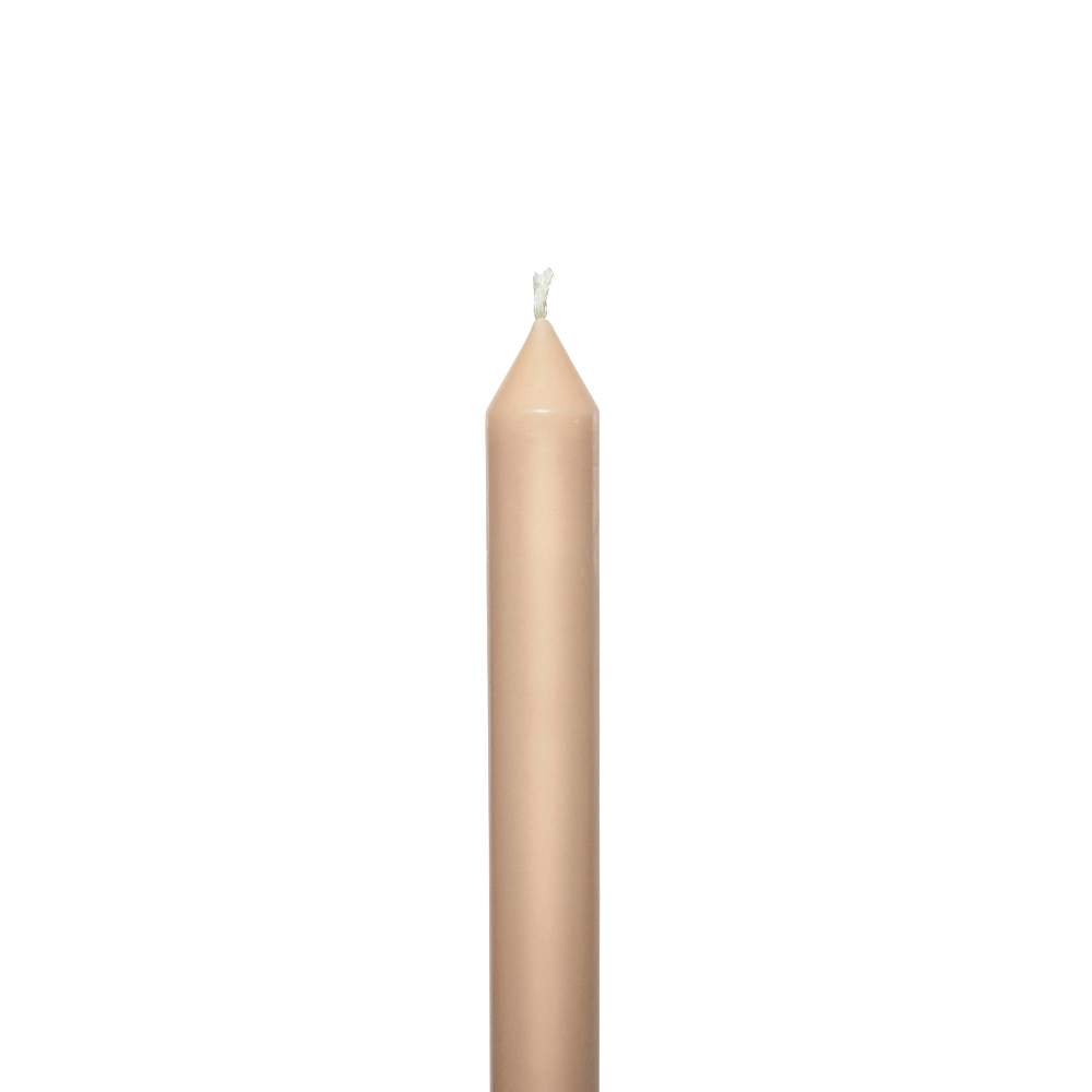 Beige METRE candle on a white background
