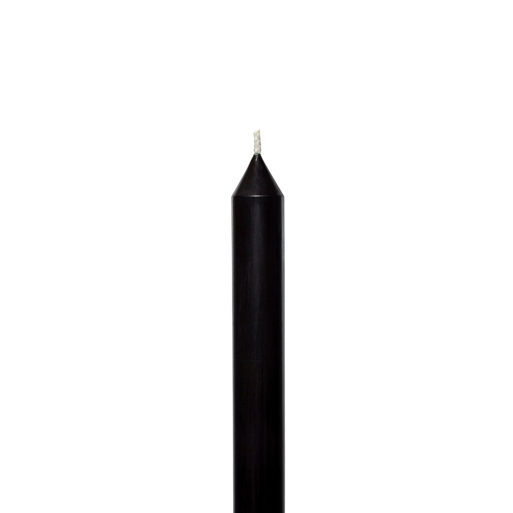 Black candle on a white background