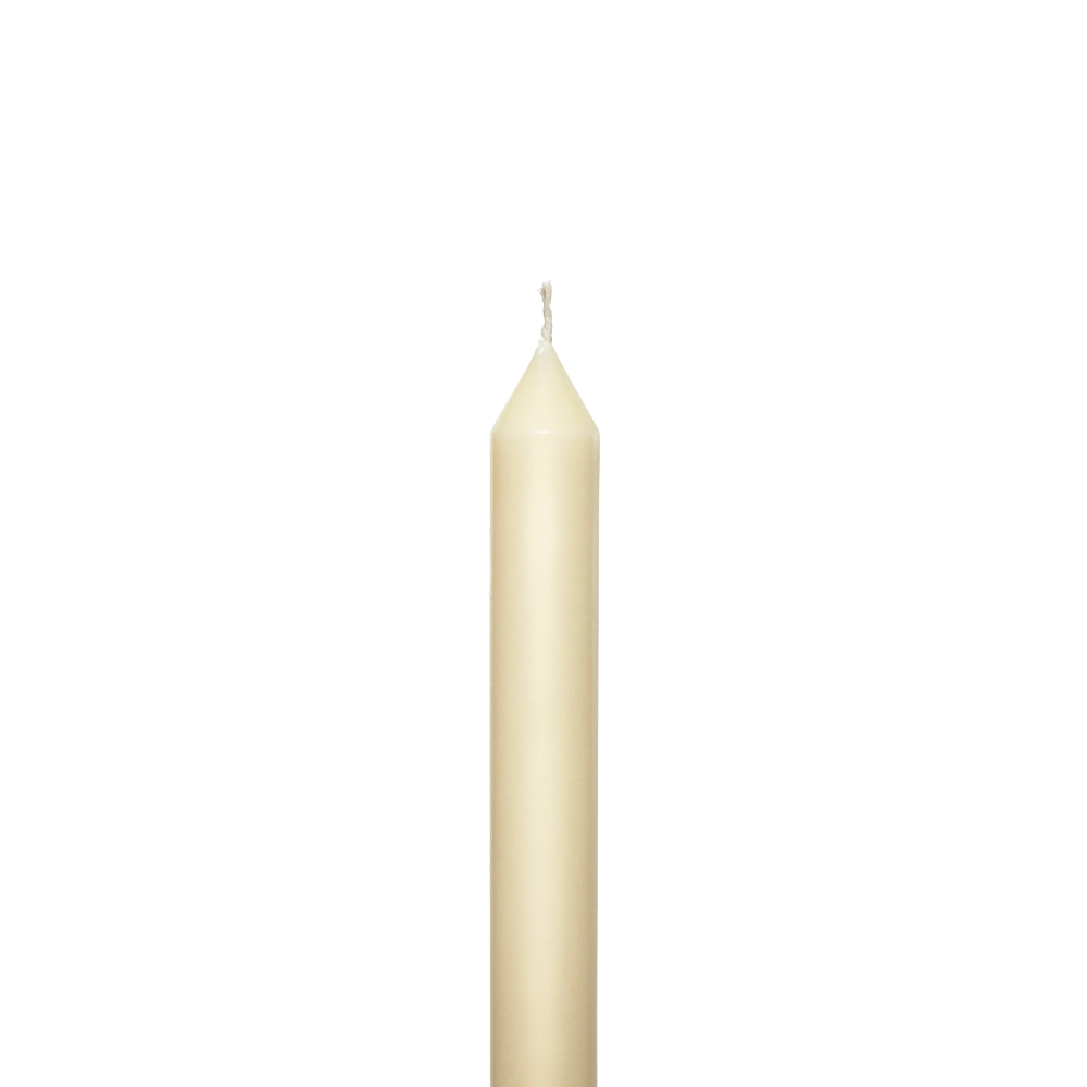 Beige candle on a white background