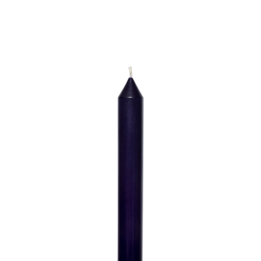 Navy blue candle on a white background