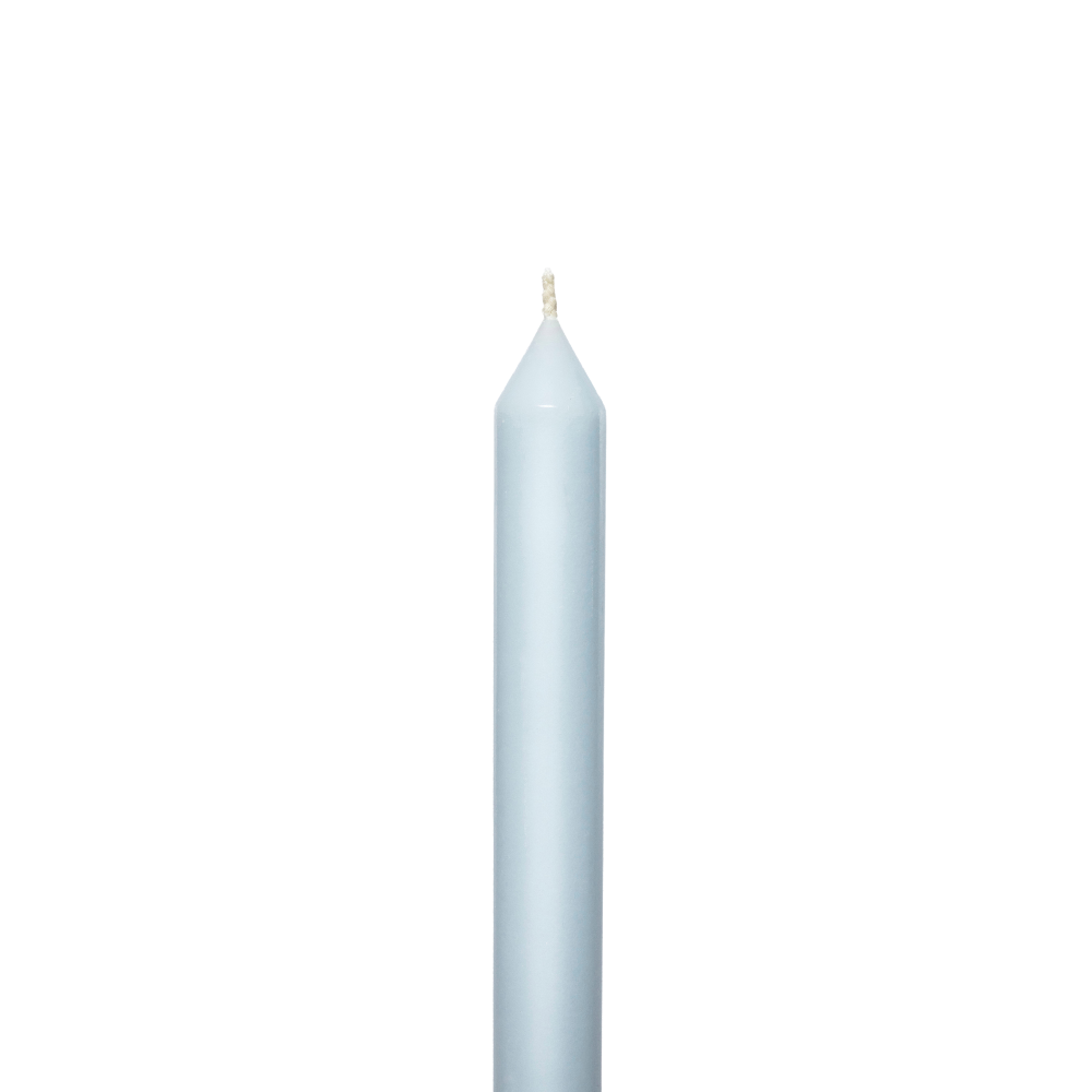 Light blue candle on a white background
