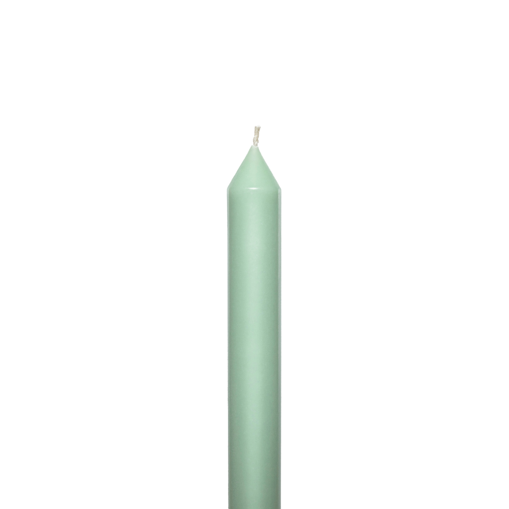 Mint green candle on a white background