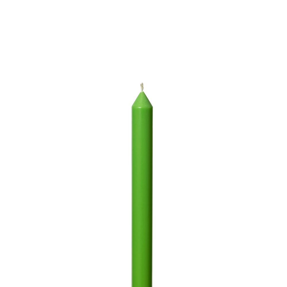 Tapered Green candle on a white background