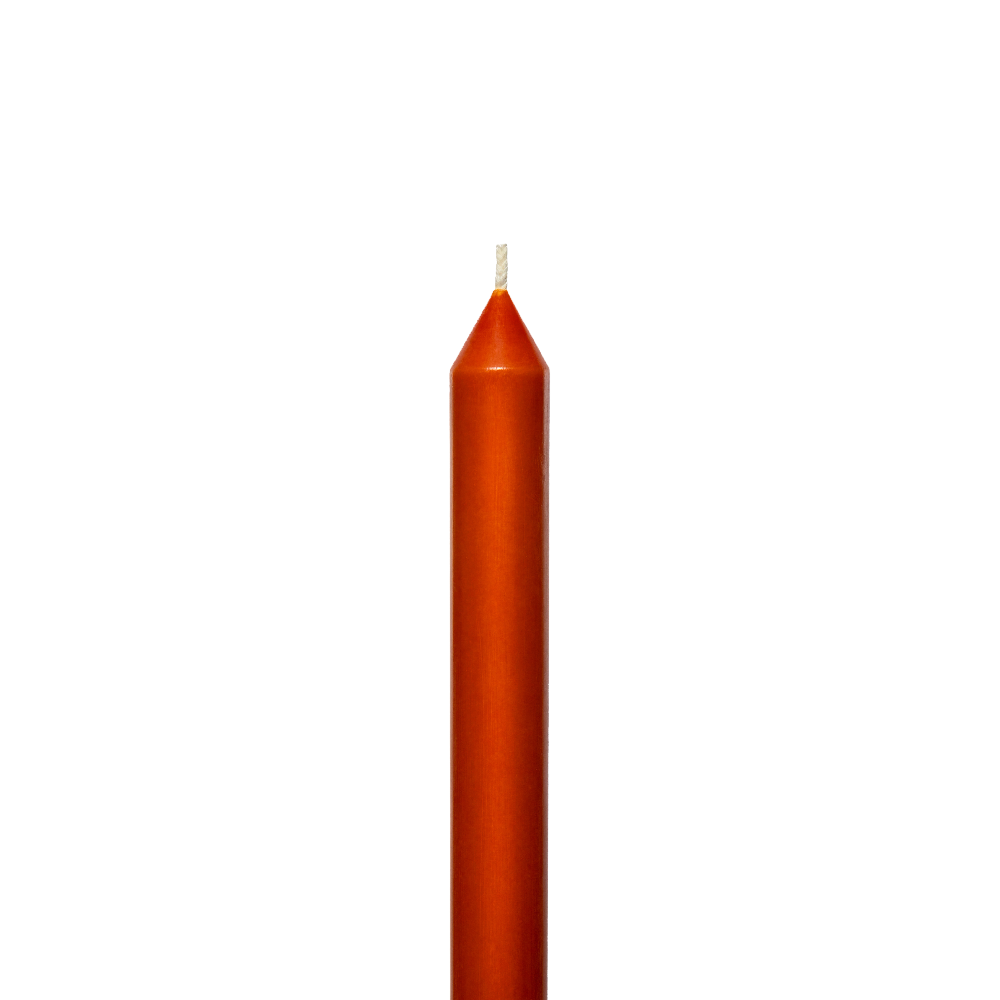 Red Terracotta metre candle on a white background