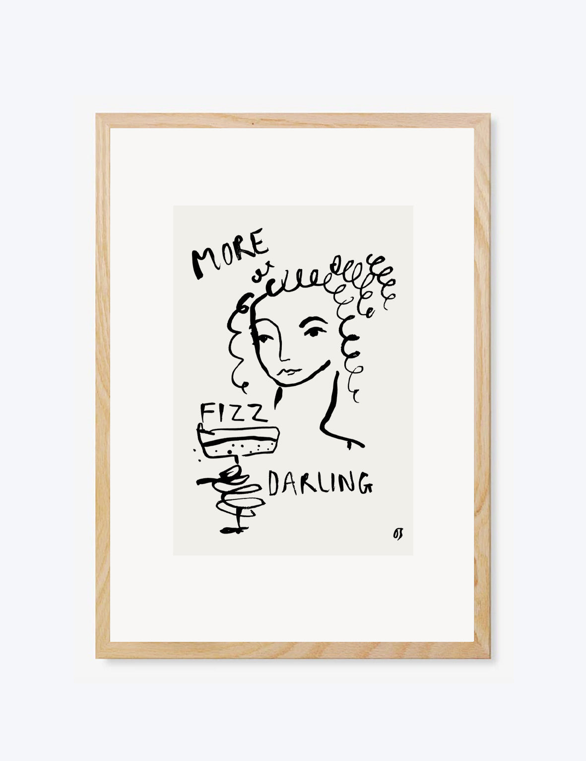 Framed artwork with a stylized illustration and text on a white background by Olivia Sewell