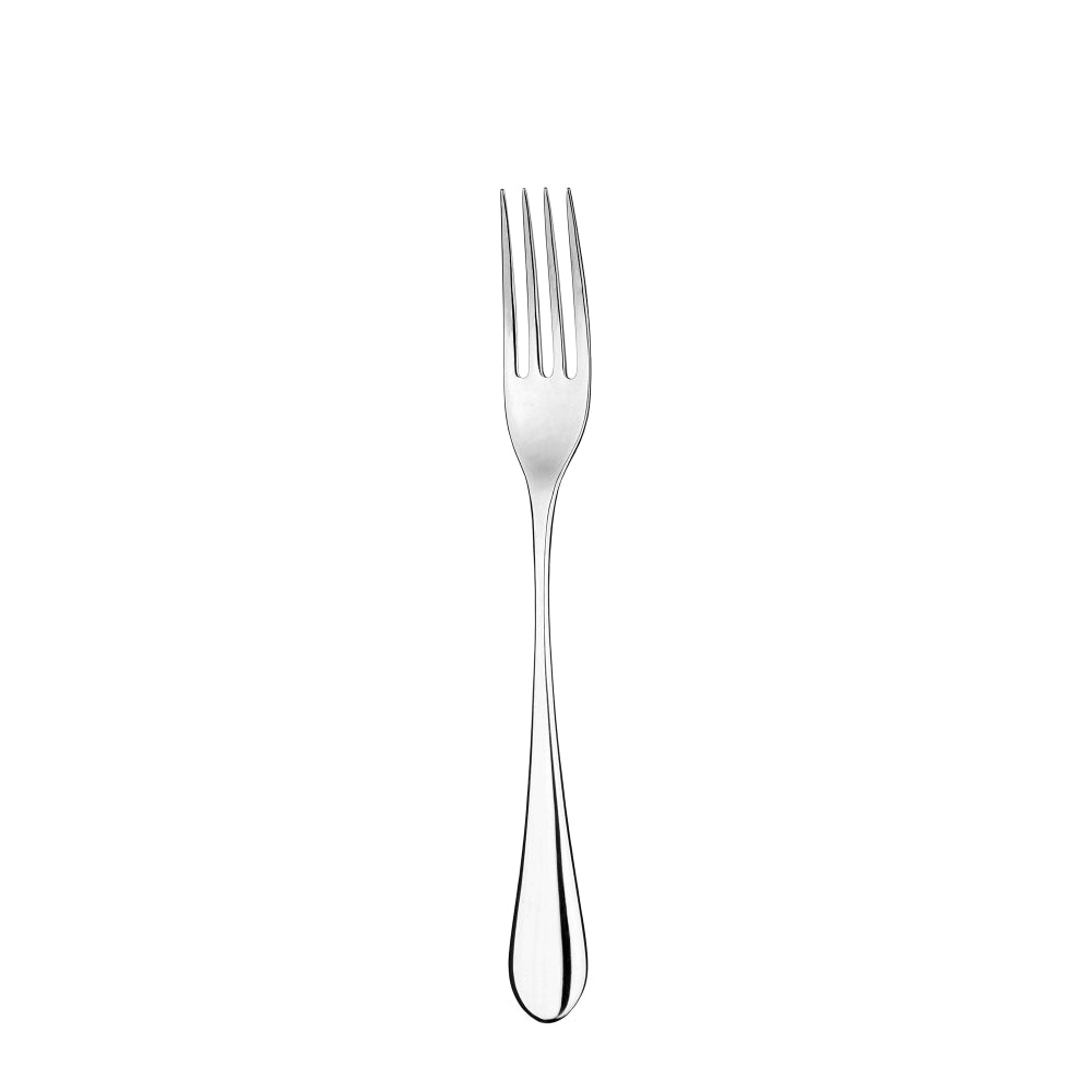 Silver fork on a white background
